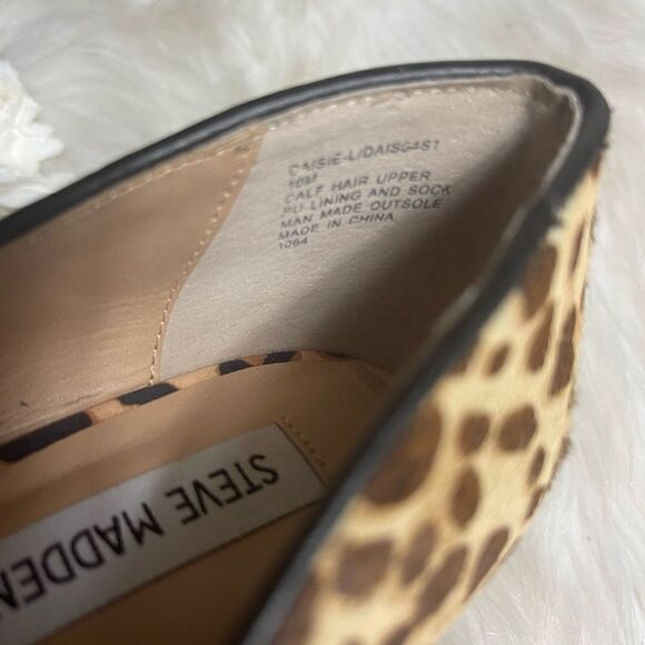 Steve Madden Dasie leather Calf hair leopard print slip on heels 10M - Picture 9 of 11